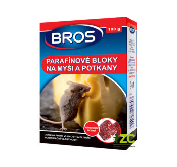 Parafinové bloky na myši, krysy a potkany BROS 100g