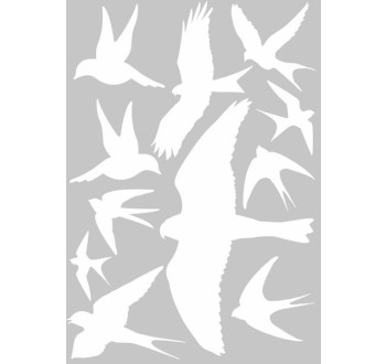 Dravci - bílá samolepící fólie - 11 dravců na archu 30 x 40 cm
