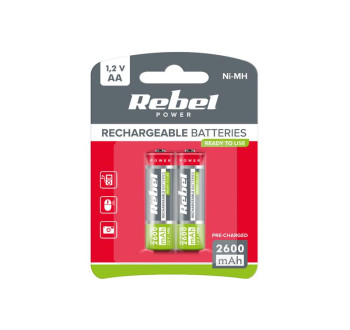 Baterie AA (R06) nabíjecí 1,2V/2600 mAh REBEL blistr