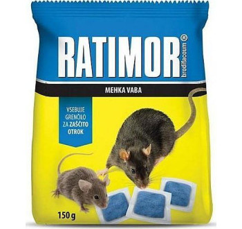 Nástraha na myši Ratimor brodifacoum čerstvá návnada 150g, sáček