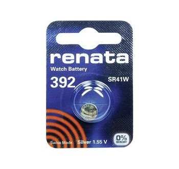 Knoflíková baterie 392, Renata SR41, na bázi oxidu a stříbra, 392.CU MF