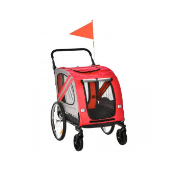 vozik za kolo pro psy 2v1 pawhut d00 144rd cerveny 05