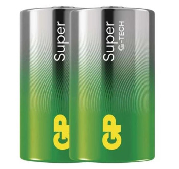 Baterie D (R20) alkalická GP Super 2ks (fólie)
