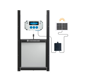 komplet automatickeho otevirani a zavirani kurniku chicken guard pro 25x30 solar kit 1