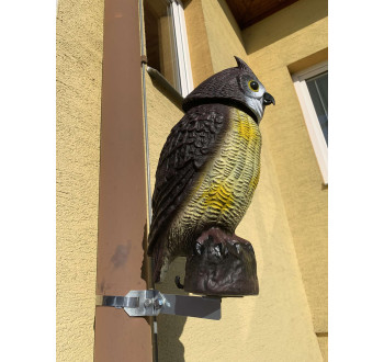 Plašič ptáků Sova - 3D maketa, 40 cm, kotvení na svod okapu, rotující hlava 360 °