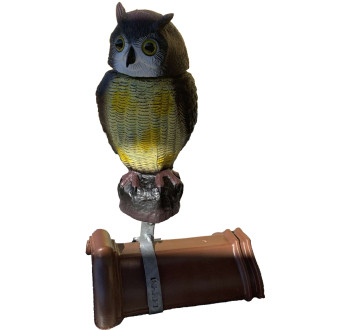 Plašič ptáků Sova - 3D maketa, 40 cm, kotvení na hřebenáč, rotující hlava 360 °
