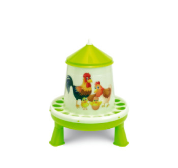 Plastové krmítko s nožičkami - ŠŤASTNÉ SLEPICE 4 kg - zelené - 11368