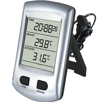 Teploměr IN/OUT+hodiny DCF WH0320