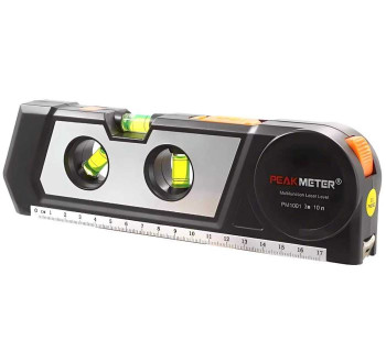 Laserová vodováha s metrem 3m, 2x laserová linka, PM1001