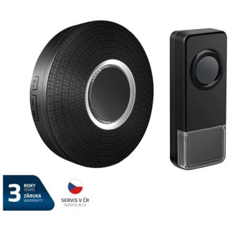 Zvonek bezdrátový Geti GWD 105B, do zásuvky, 300m, černý, learning code