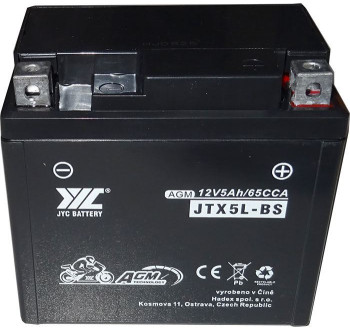 Pb akumulátor JYC JTX5L-BS AGM pro motocykly 12V/5Ah pravý