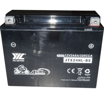 Pb akumulátor JYC JTX24HL-BS AGM pro motocykly 12V/24Ah pravý