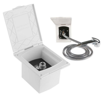 Externí dvířka se sprchou na našroubování a ovládáním - bílá