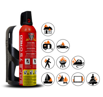 Hasicí sprej SAFE 750 RED 750ml pěnový + držák 75C