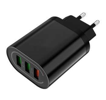 Napáječ, nabíječka USB-A - 3x  18W QUICK CHARGE 2.0-3.0, černá