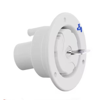 Plnící hrdlo, uzávěr na vodu pro karavany, uzamykatelné bílé, 2 klíče