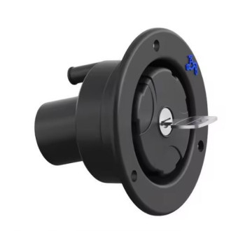 Plnící hrdlo, uzávěr na vodu pro karavany, uzamykatelné černé, 2 klíče