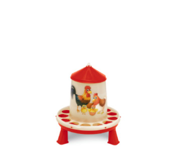 Plastové krmítko s nožičkami - ŠŤASTNÉ SLEPICE 2 kg - červené - 11371