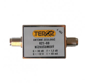 Anténní zesilovač TEROZ 453X, UHF, G30dB, F1,2dB, U100dBµV, F-F