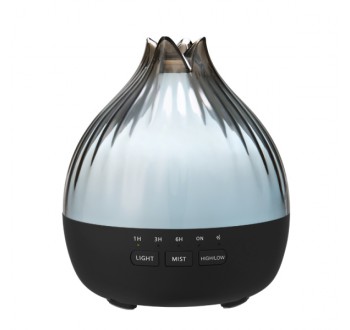 Hütermann S01 aroma difuzér šedá-černá 350 ml - ultrazvukový, 7 barev LED, dálkové ovládání
