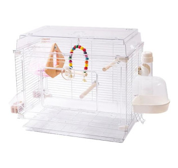 Ptačí klec NUXIE® pro papoušky, ptáky, bílá + příslušenství, 48cm