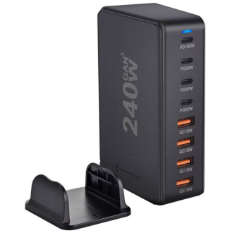 Nabíječka /charging hub/ GaN 4x USB-A + 4xUSB-C 240W