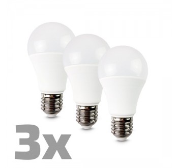 ECOLUX LED žárovka 3-pack, klasický tvar, 12W, E27, 3000K, 270°, 980lm, 3ks v balení