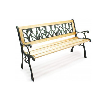 Zahradní lavička Delta - kovová se dřevem, 122 x 54 x 73 cm