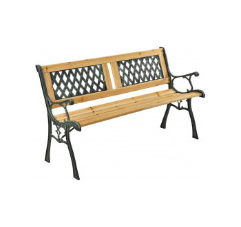 Zahradní lavička Epsilon - kovová se dřevem, 122 x 54 x 73 cm