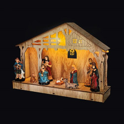 Dekorace vánoční SOLIGHT 1V259 dřevěný betlém