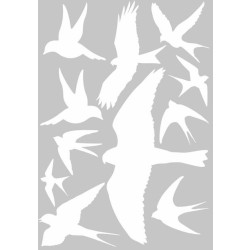 Dravci - bílá samolepící fólie - 11 dravců na archu 30 x 40 cm