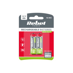 Baterie AA (R06) nabíjecí 1,2V/2600 mAh REBEL blistr