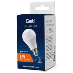 Žárovka LED E27  9W A60 bílá teplá GETI SAMSUNG čip