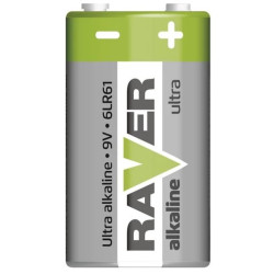 Baterie 6F22 (9V) alkalická RAVER