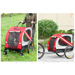 vozik za kolo pro psy 2v1 pawhut d00 144rd cerveny 03