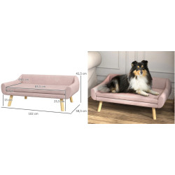 Pohovka pro psy PAWHUT D04-269V00PK, růžová, 102x58,5x42,5 cm