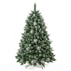 Umělá vánoční borovice s šiškami - stříbrná 180 cm (DOPRAVA ZDARMA)