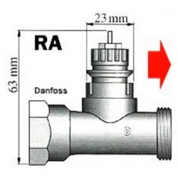 Mosazný adaptér termostatického ventilu Danfoss RA Danfoss RA 700101 vhodný pro topné těleso Danfoss RA, 20 nebo 23 mm se 4 vroubky