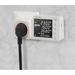 VOLTCRAFT SEM5000 měřič spotřeby el. energie s odhadem budoucích nákladů , s alarmem, nastavitelná cena elektřiny, s funkcí dataloggeru