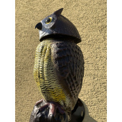 Plašič ptáků Sova - 3D maketa, 40 cm, rotující hlava 360 °, reflexní oči