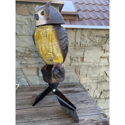 Plašič ptáků Sova - 3D maketa, 40 cm, kotvení na hřeben, rotující hlava 360 °