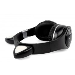 Oxe Bluetooth bezdrátová dětská sluchátka s ouškama, černá H-807-B