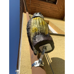 Plašič ptáků Sova - 3D maketa, 40 cm, kotvení na svod okapu, rotující hlava 360 °
