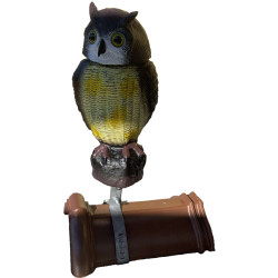 Plašič ptáků Sova - 3D maketa, 40 cm, kotvení na hřebenáč, rotující hlava 360 °