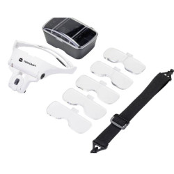TOOLCRAFT 2469761 brýle s lupou s LED osvětlením , zvětšení: 3.5 x, 2.5 x, 2.0 x, 1.5 x, 1.0 x, Velikost objektivu: (d x š) 95 mm x 34 mm