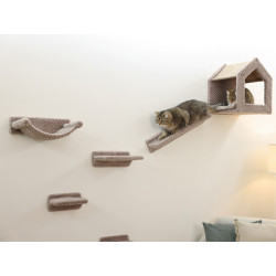 Kočičí strom na zeď KERBL 80920 MONTE BALDO, sada nástěnných pater, taupe, 6 ks 2