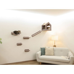 Kočičí strom na zeď KERBL 80920 MONTE BALDO, sada nástěnných pater, taupe, 6 ks 3