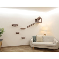 Kočičí strom na zeď KERBL 80920 MONTE BALDO, sada nástěnných pater, taupe, 6 ks 6