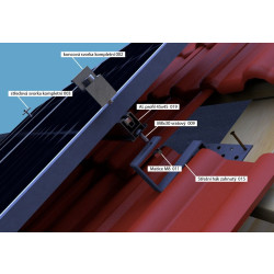 Konstrukce FV panelu, šikmá střecha - taška, 1 panel na výšku