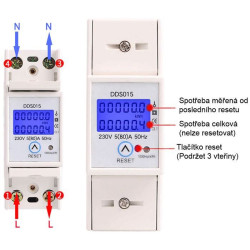Elektroměr DDS015, 1 fázový na DIN lištu
